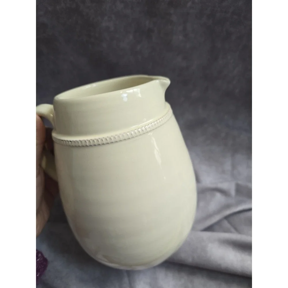 Pier 1 Stoneware Cream DecorativPitcher Off White Ivory Farmhouse Cottage Style